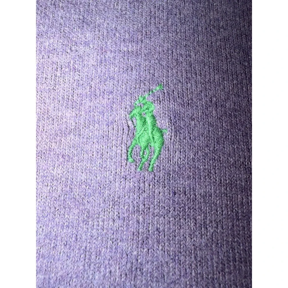 Polo Ralph Lauren Purple‎ Quarter-Zip Pullover Sweater Green Pony Mens Large EUC